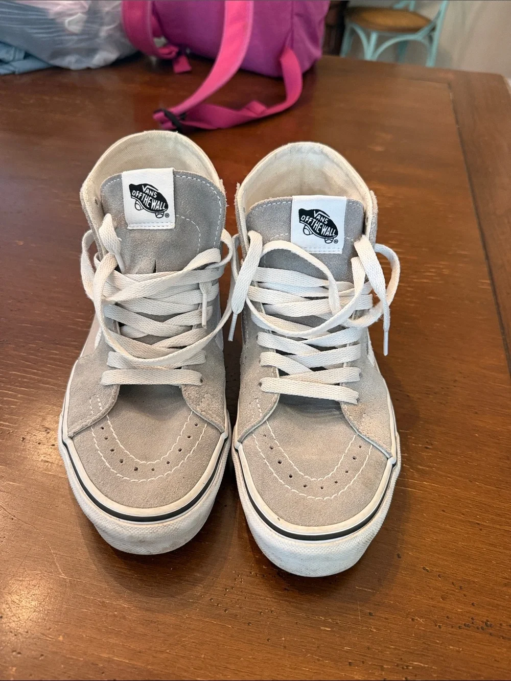 Vans Mid-Top Suede Sneakers in Light Gray and White